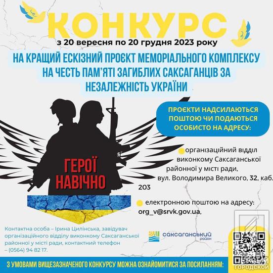 Усіма силами виборювали Незалежність України: у Саксаганському районі Кривого Рогу оголосили конкурс ескізів для меморіального комплексу на честь загиблих містян1