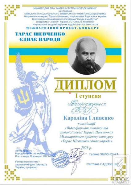 Юні й талановиті: співаки з Кривого Рогу перемогли в Міжнародному проєкті-конкурсі «Тарас Шевченко єднає народи»1