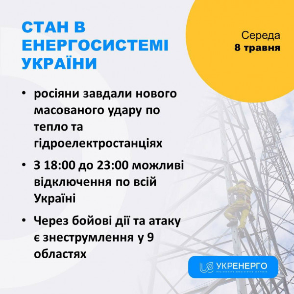 Сьогодні можуть бути відключення електроенергії, якщо українці не будуть ставитись ощадливо до її споживання, особливо в 