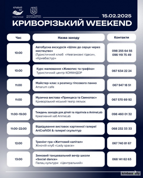 Культурний вікенд: куди піти у Кривому Розі 15 та 16 лютого1