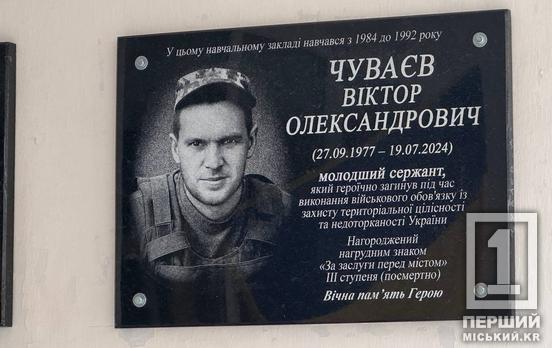 Важко на серці від трагічної втрати: у Кривому Розі відкрили меморіальну дошку Віктору Чуваєву