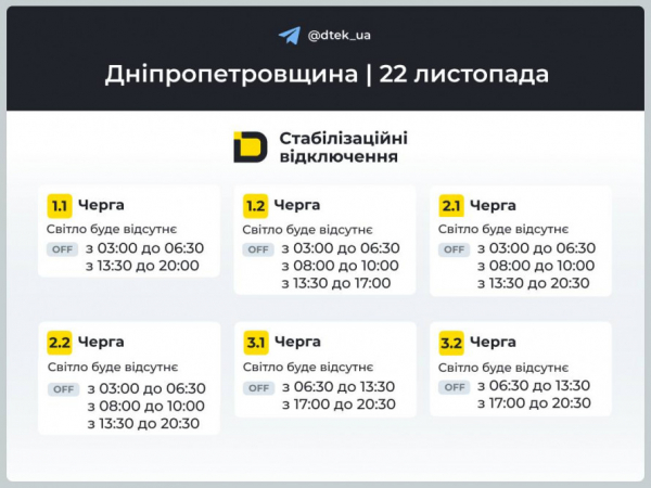 Кривий Ріг без світла: ГРАФІКИ відключень на 22 листопада1