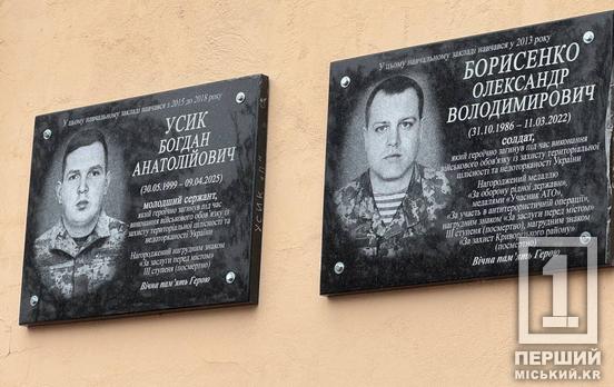 У пам'ять про їхню боротьбу за Україну: у Кривому Розі з’явилися меморіальні дошки Богдану Усику та Олександру Борисенку