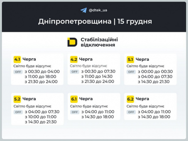 Відключення світла у Кривому Розі 15 грудня: енергетики повідомили, як діятимуть графіки3