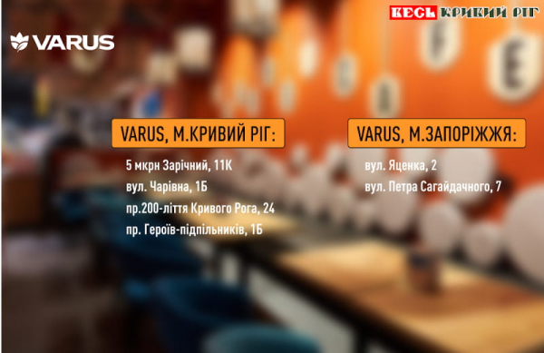 Адреси VARUS, що підтримують мешканців Кривого Рогу при знеструмленнях