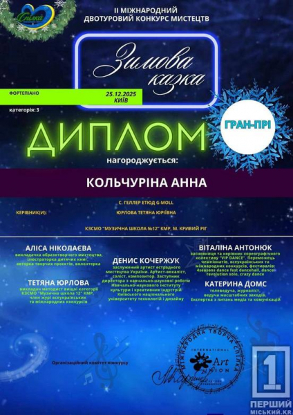 Магія нот і гармоній з-під чорно-білих клавіш: піаністки з Кривого Рогу підкорили міжнародну «Зимову казку»2