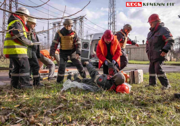 Навчання на ПівнГЗК в Кривому Розі з ліквідації наслідків удару по енергетиці
