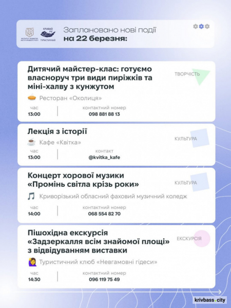 Криворізький вікенд: як провести час з рідними 21 та 22 березня