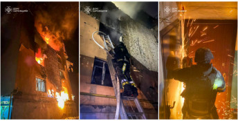 На Харківщині російський безпілотник влучив у багатоповерхівку: виникла пожежа, є постраждалі