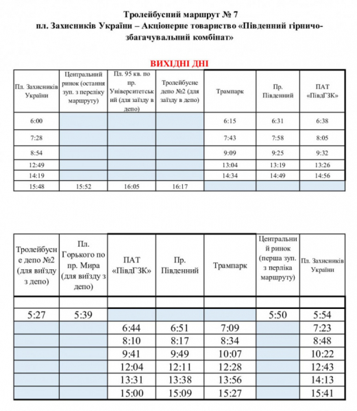 Тролейбус №7 оновив графік виїздів: свіжі новини про рух електротранспорту Кривого Рогу