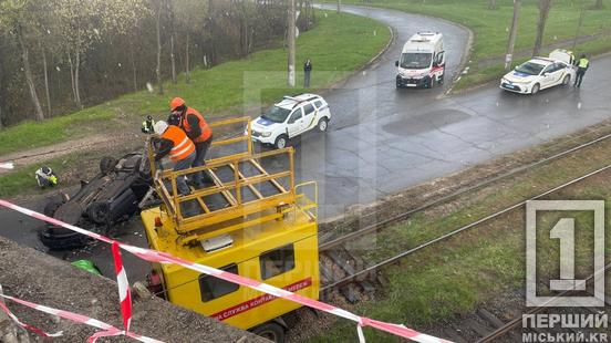 Троє людей госпіталізовано з переламами: у Кривому Розі легковик вилетів із мосту