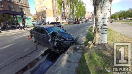 Аварія на Героїв АТО: водій розбив авто об дерево та потрапив до лікарні