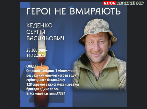 Меморіал на честь Сергія Кеденка відкриють в Кривому Розі