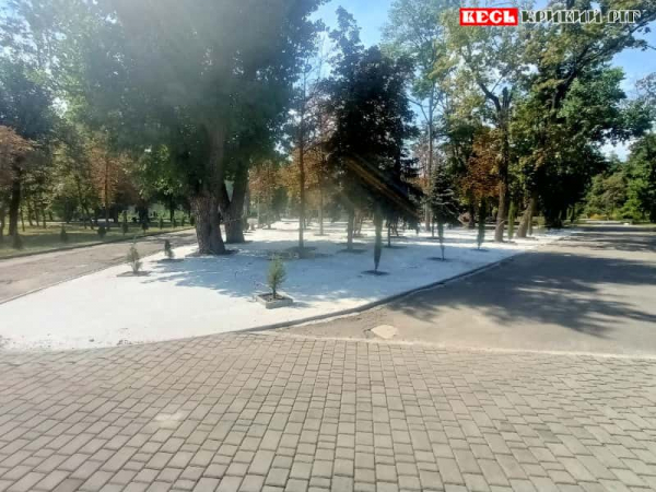 Газон залили бетоном в парку Мершавцева в Кривому Розі