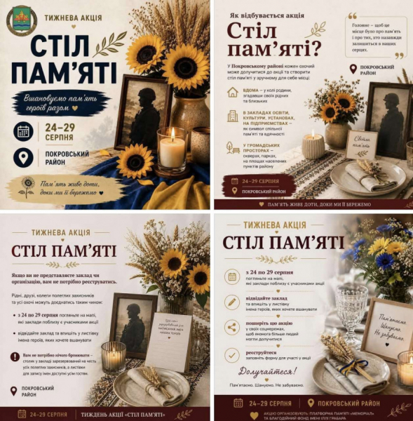 Пам’ятаємо. Шануємо. Не забуваємо: криворіжців запрошують долучитися до акції «Стіл пам’яті»