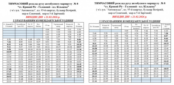Автобус А8 у Кривому Розі: маршрут, зупинки та актуальний розклад