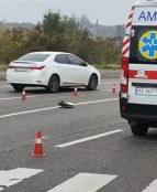 Моноколесо виїхало на головну дорогу — Ford Transit зачепив учасника руху перед мостом на Гданцівку